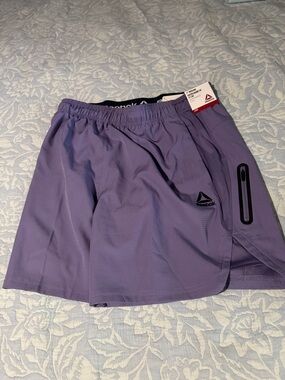 Reebok Men's Lavender Athletic Shorts with Black Trim